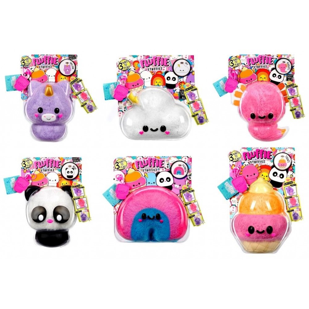 Fluffie Stuffiez Small Plush Cat - Pull-Reveal-Stuff Toy, Surprise Character Inside, Includes Storage Pouch
